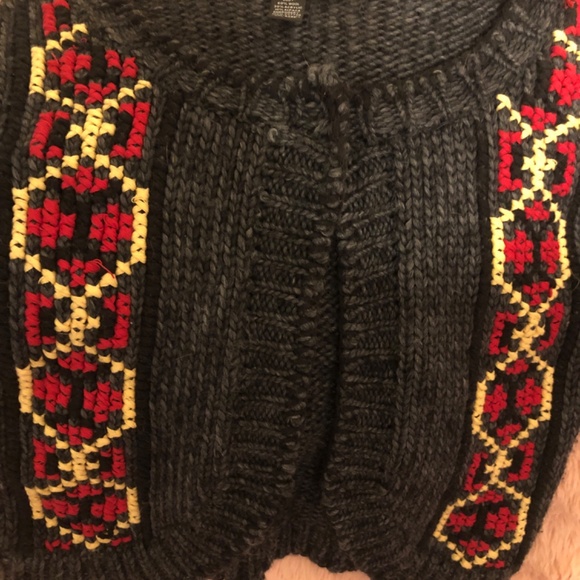 Beautiful INC by Macys gray red and light yellow sweater cardigan - Picture 5 of 7